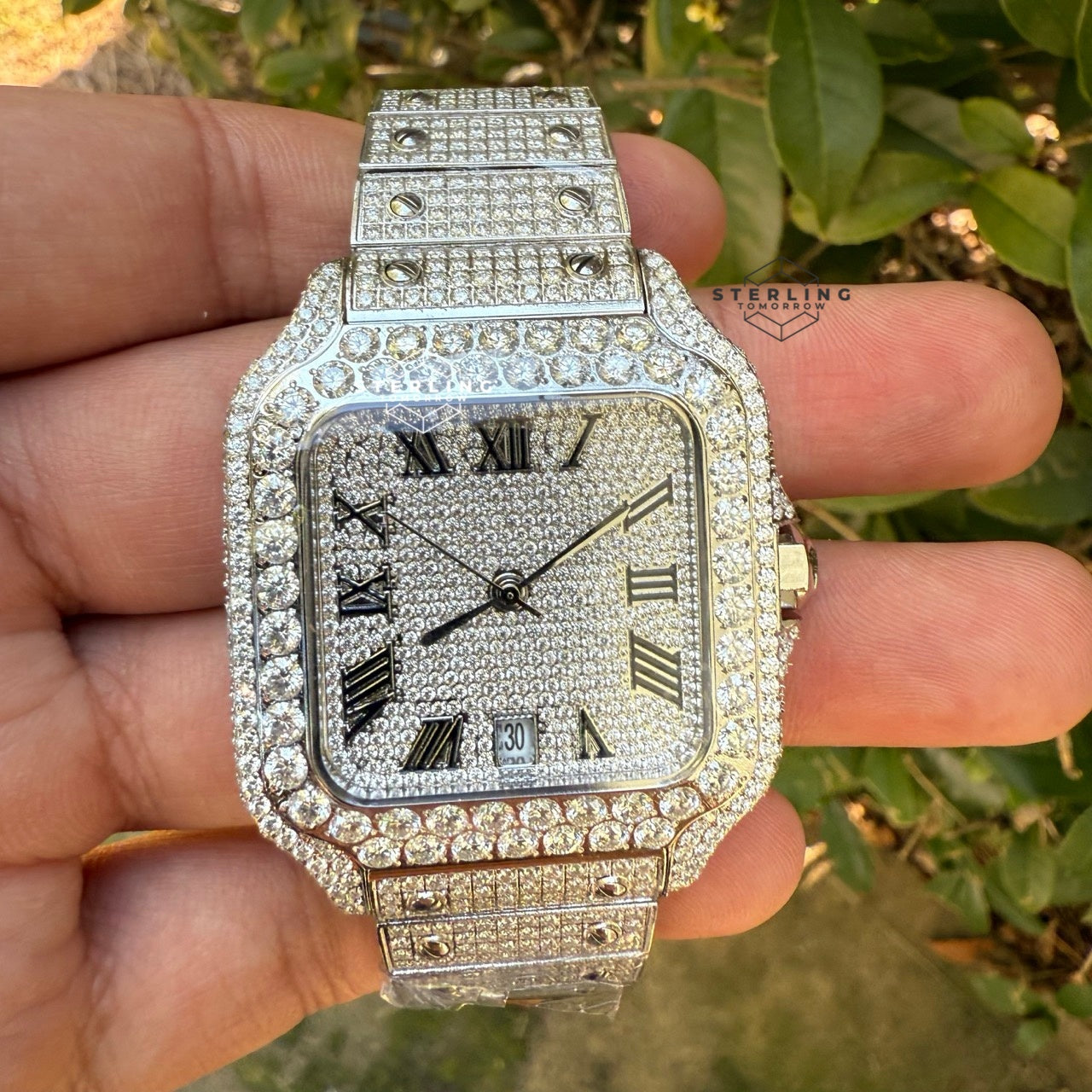 White Bustdown 40mm Moissanite Watch - Stainless Steel