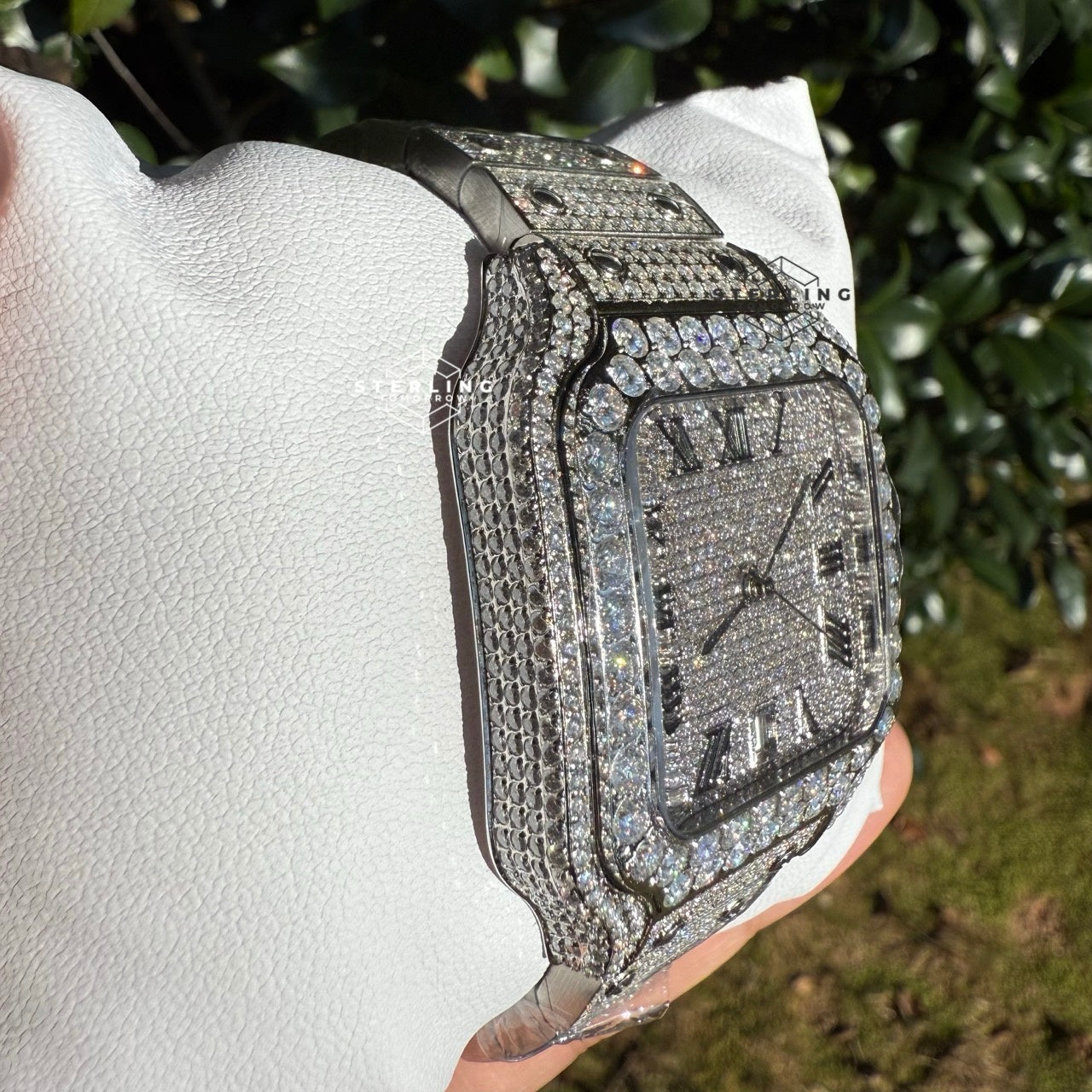 White Bustdown 40mm Moissanite Watch - Stainless Steel