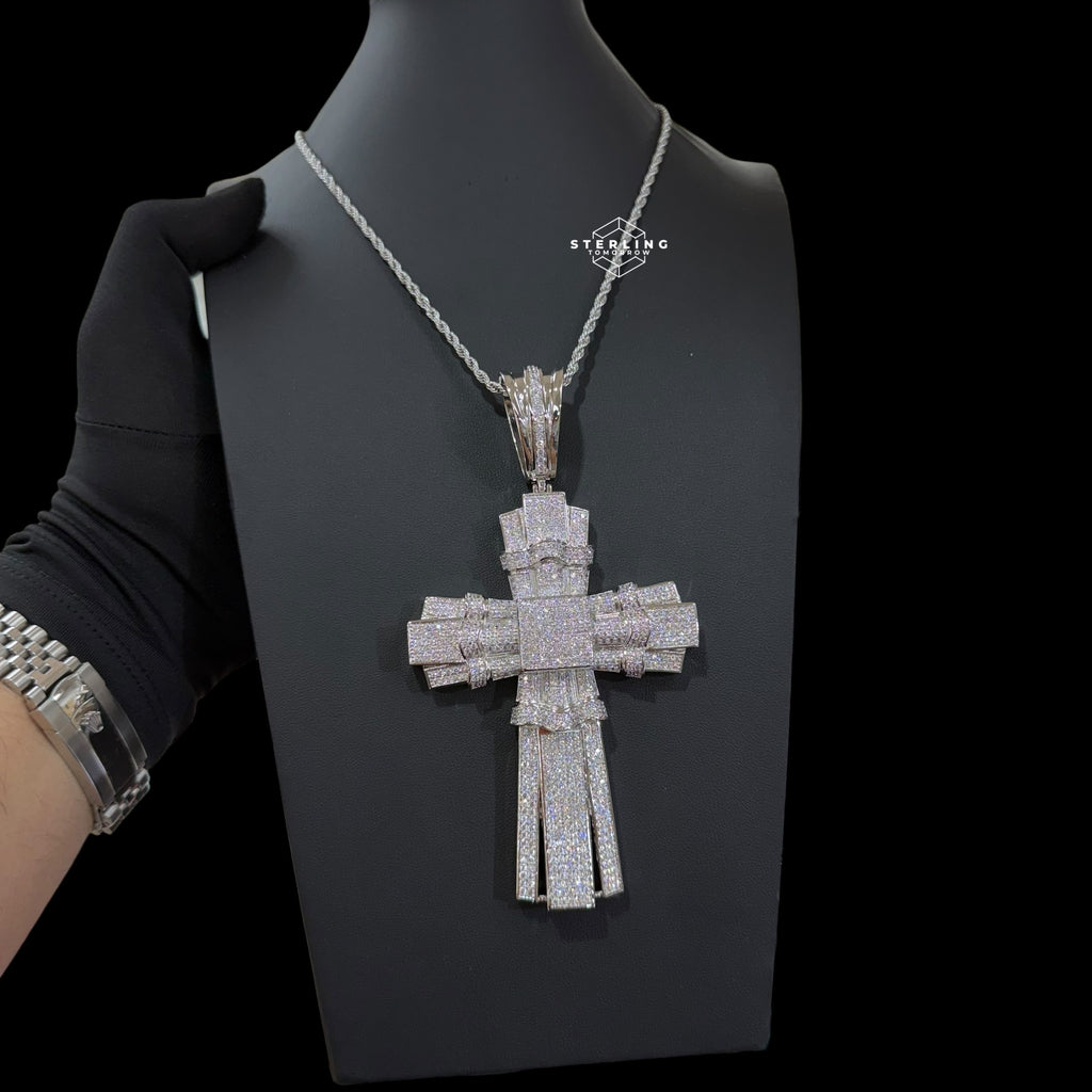 XL Cross Pendant 14k White Gold Plated