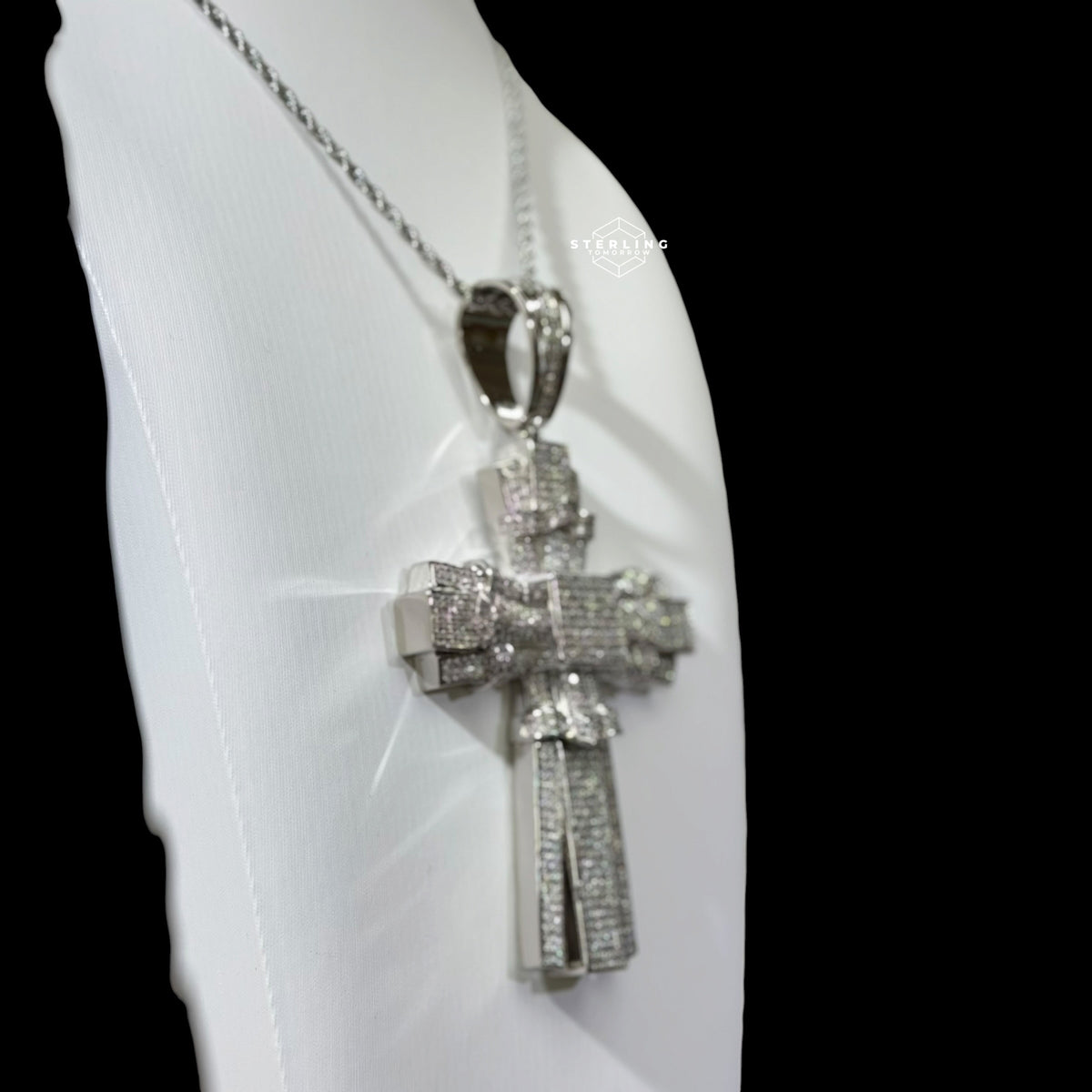 XL Cross Pendant 14k White Gold Plated